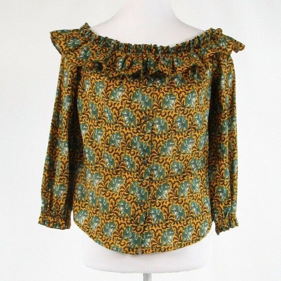 Green J. CREW button down blouse 2 - Picture 1 of 8